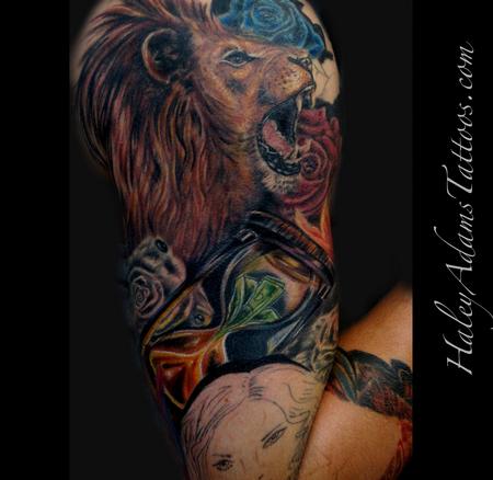 Haley Adams - Lion and hourglass in progress 