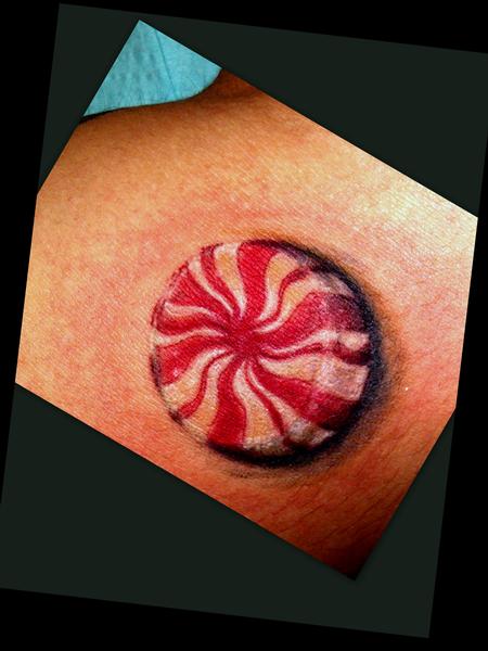 Haley Adams - realistic peppermint tattoo