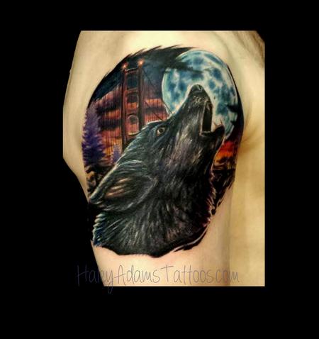 Haley Adams - ware wolf tattoo