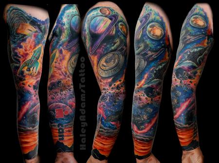 Haley Adams - space ship tattoo