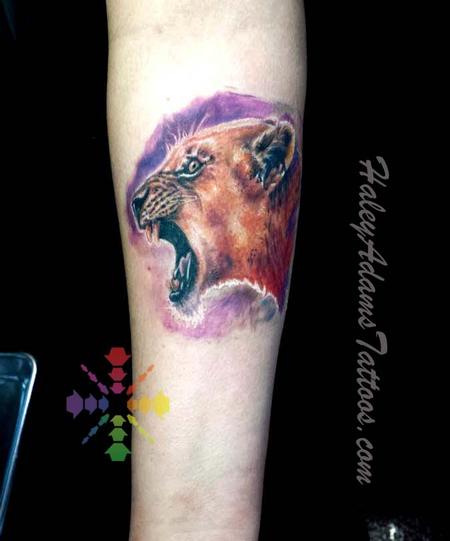 Haley Adams - lioness tattoo