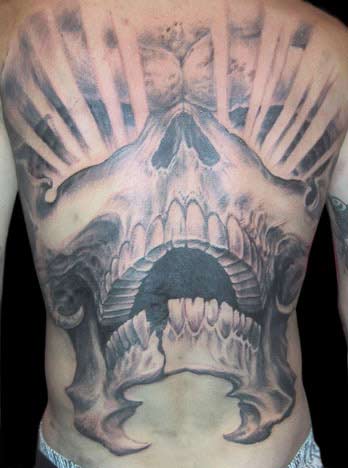 Tattoos - Skull Rays Back Piece - 13886