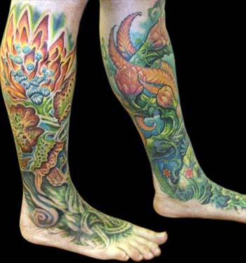 Tattoos - Flower Leg to Foot Sleeves - 13909