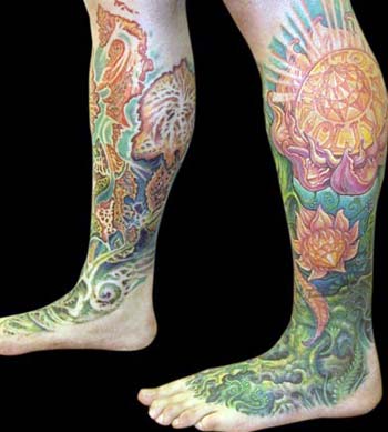 Tattoos - Flower Leg to Foot Sleeve, Another Angle - 13910