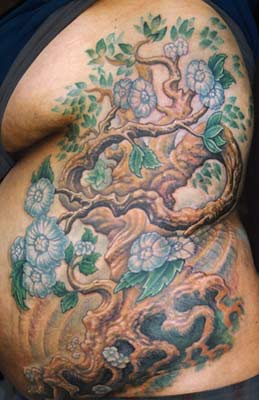 Tattoos - Tree with Blossoms on ribs - 28315