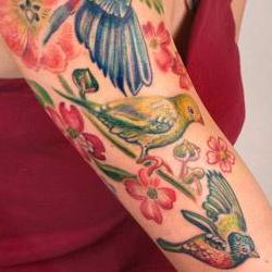 Tattoos - Lily bird halfsleeve - 71339