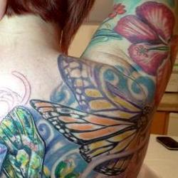 Tattoos - Amys Butterfly Garden back (in progress) - 79803