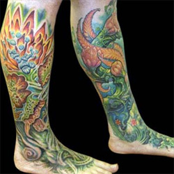 Tattoos - Flower Leg to Foot Sleeves - 13909