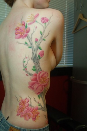 Tattoos - Flowers and tree on ribs - 39757