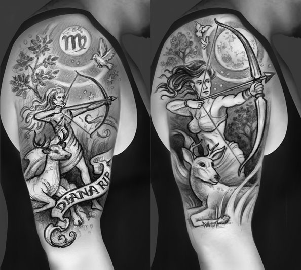 Diana Goddess Of The Hunt Tattoo