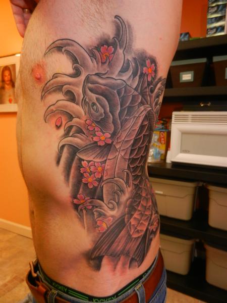 Tattoos - Koi fish Rib Piece Tattoo - 61093