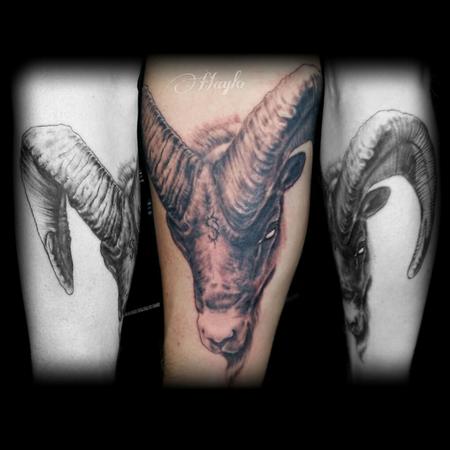 Tattoos - Realistic Ram Head, Custom, Aries - 100231