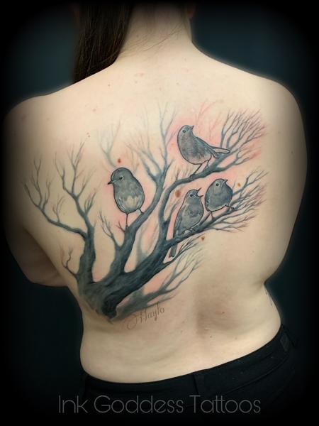 Tattoos - Finch birds in tree by Haylo - 141353