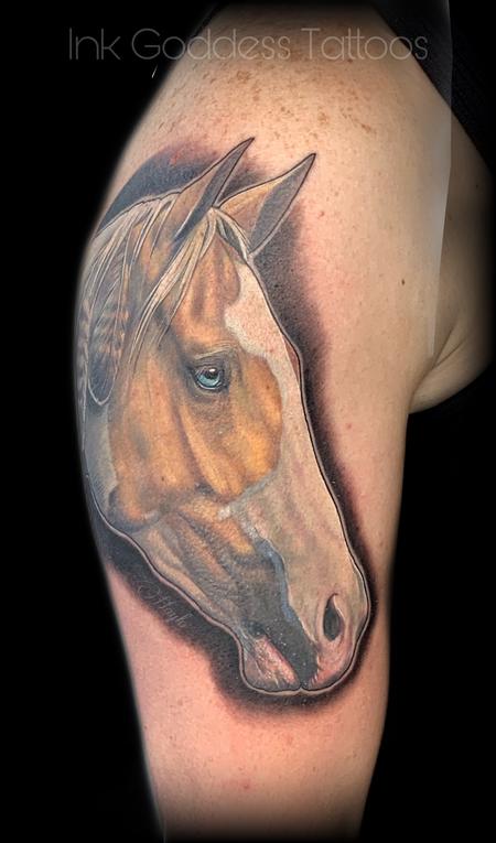 Tattoos - Palomino paint horse portrait  - 139968