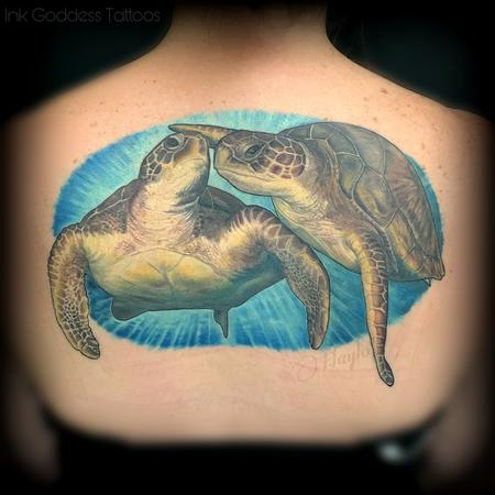 Tattoos - Realistic Sea Turtles In Love - 140833