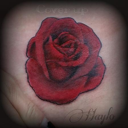 Tattoos - Cover up with Realistic style red rose - 104961