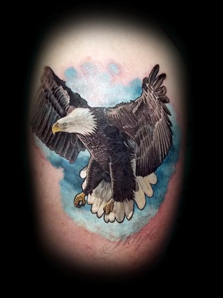 Tattoos - Realistic colored bald eagle 1/2 sleeve - 131821
