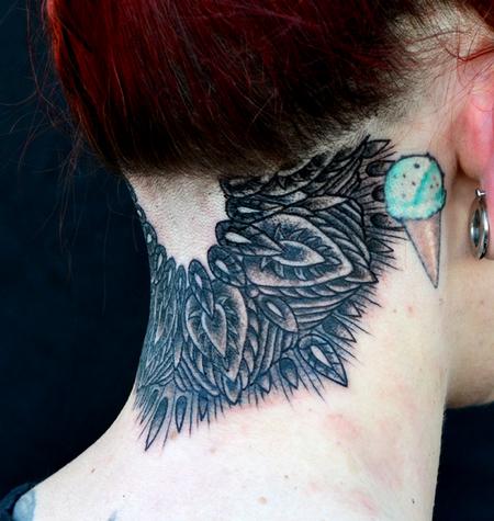 Tattoos - Black Neck Mandala Tattoo - 62615