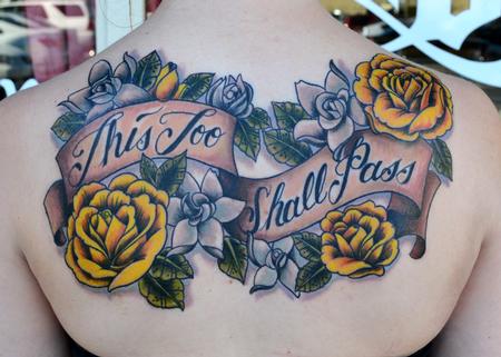 Tattoos - Rose and Gardenia Back Tattoo - 60652