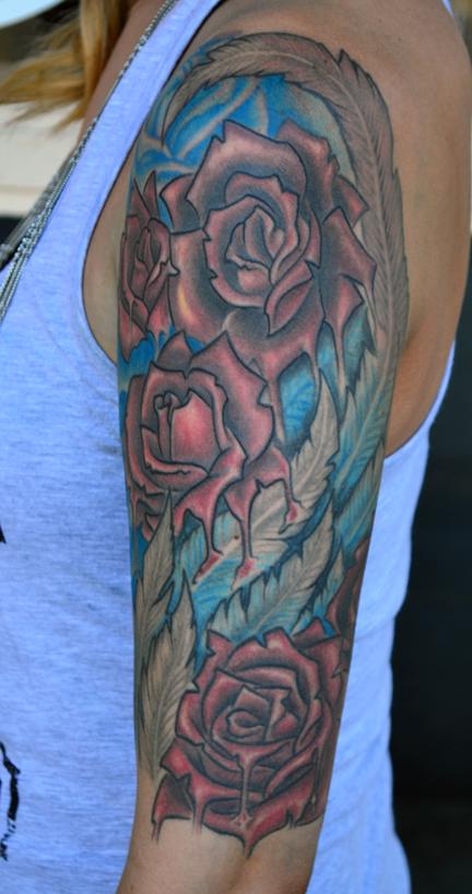 Tattoos - Wing and Roses Tattoo - 60654