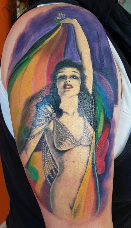 Tattoos - 1920's Art Deco Pinup Tattoo - 123451