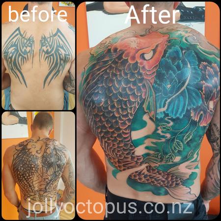Tattoos - Japanese Koi Coverup Tattoo - 126772