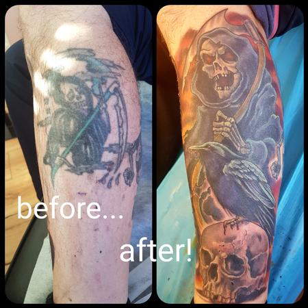 Tattoos - Grim Reaper Cover Up Tattoo - 129129