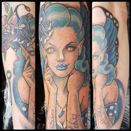 Tattoos - Blue Fairy Rockabilly Pinup Tattoo - 129644