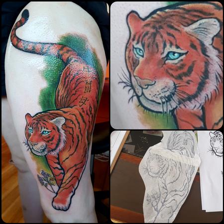 Tattoos - Proud and Noble Tiger Neotraditional Color Tattoo - 130122