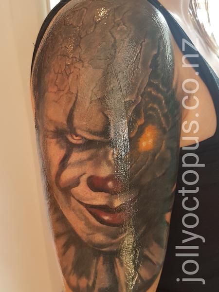 Tattoos - Pennywise Evil Clown Color Tattoo - 131888