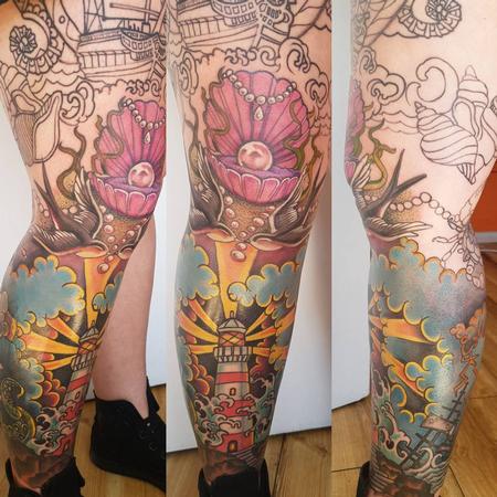 Tattoos - Neotraditional Leg Sleeve Color Tattoo - 131750