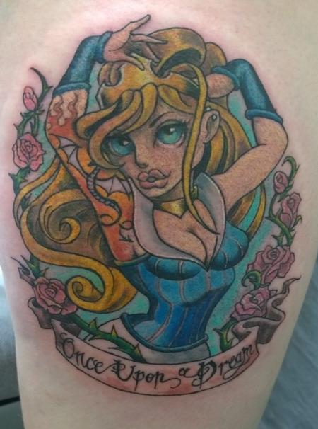 Tattoos - Punk Rock Sleeping Beauty Pinup Tattoo - 112366