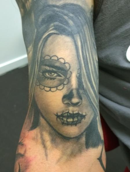 Tattoos - Day of the Dead Girl Portrait Tattoo  - 112084