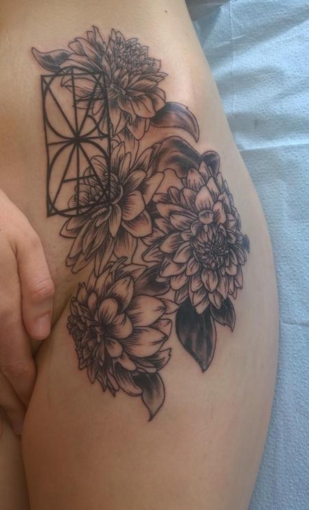 Tattoos - Feminine Fine Line Flower Tattoo  - 112317