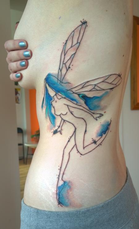 Tattoos - Watercolor Feminine Fairy Tattoo  - 114066