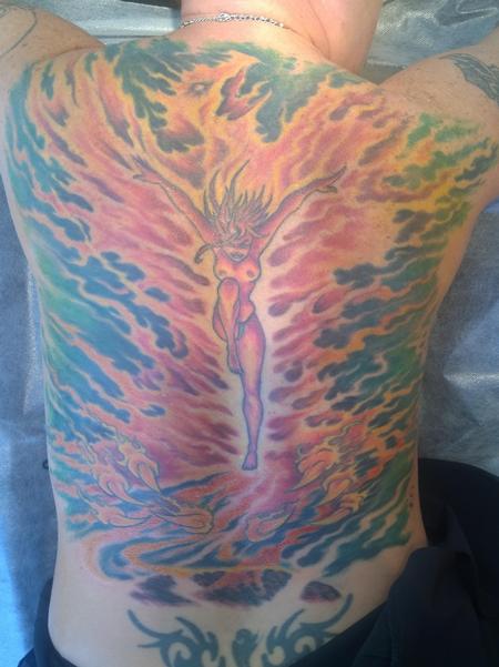 Tattoos - Pinup Phoenix Full Back Tattoo - 119184
