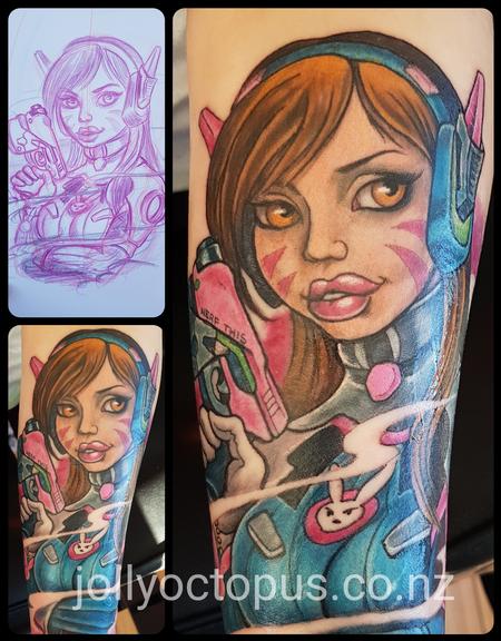 Tattoos - D.Va Overwatch Pinup Color Tattoo - 127304