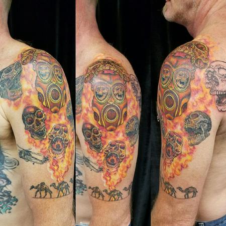 Flaming Skulls Tattoo Design Thumbnail