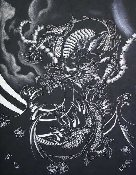 Tattoos - Dragon on Scratch board - 69593