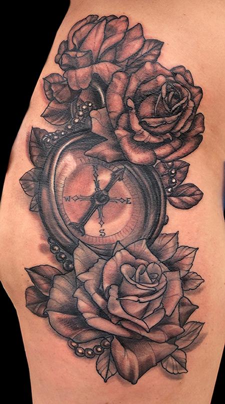 Tattoos - Compass and Rose tattoo - 99044