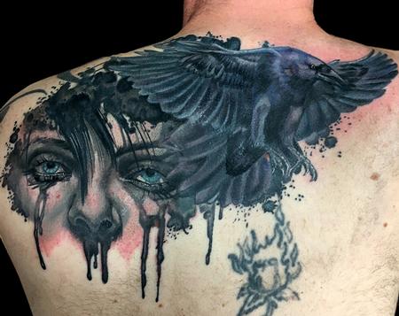 Tattoos - Crying Woman and Crow tattoo - 125231