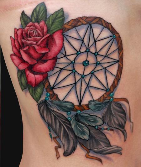 Tattoos - Dreamcatcher and rose tattoo - 92148
