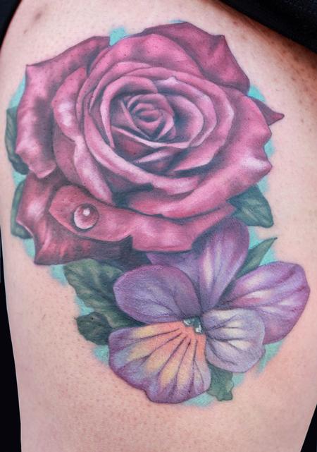 Tattoos - Rose and Violet tattoo - 92129
