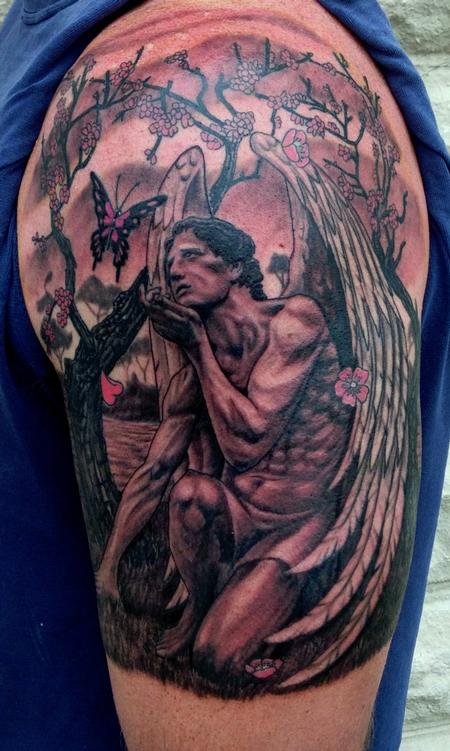 Tattoos - Male Angel with Butterfly - 96403
