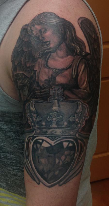 Tattoos - Angel and Claddagh - 100781