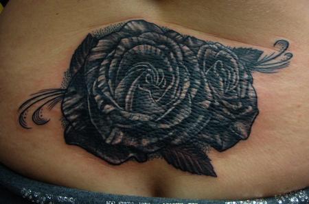 Tattoos - Black and Grey Roses - 103777