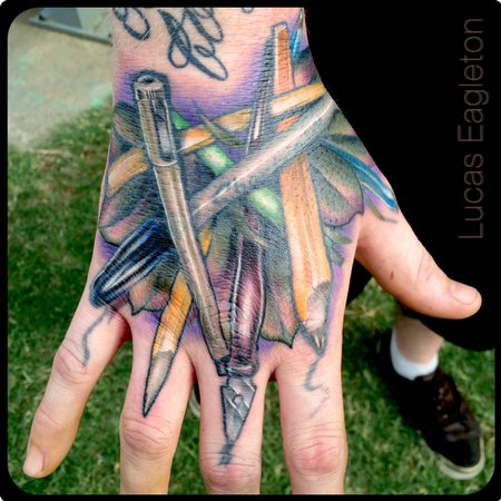 Lucas Eagleton - Art Supplies Hand Tattoo
