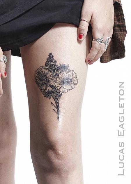 Tattoos - Blackwork Flower Bouquet - 115402