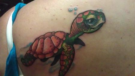 Tattoos - a colorful little turtle tattoo - 66031