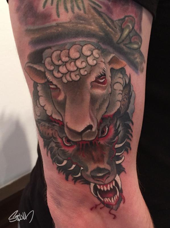 Wolf in Sheep clothing by Marvin Silva Tattoos